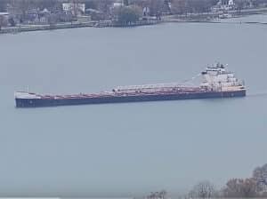 The American Courage, a 617-foot lake freighter that ran aground in the St. Clair River November 7 was successfully refloated.