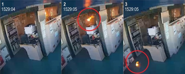 L-ion battery explosion sequence