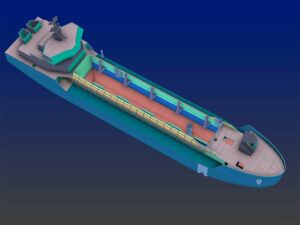3D model of hopper dredge designed by Damen Engineering using NAPA software