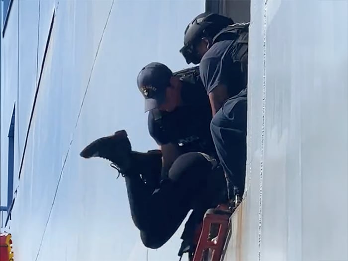 Protestor on vessel Cape Orlando