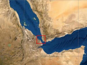 Site of Houthi missile attack on Maersk ship