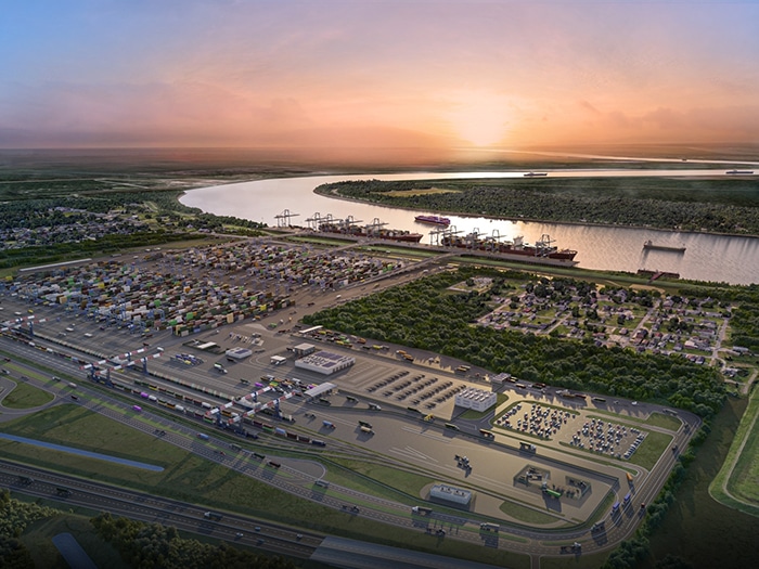 Aerial rendering of ouisiana International Terminal (LIT).