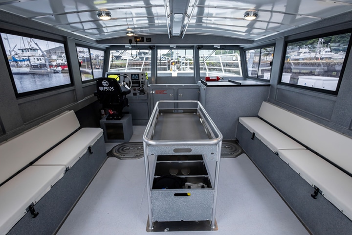 Interior of shark diving boat