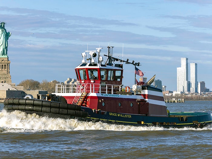 The Low Emission classed vessel Grace McAllister joins the McAllister fleet in the Port of New York. The AVA M., GRACE and CAPT. BRIAN A. MCALLISTER. Low emission classed vessels at Port Elizabeth, N.J.