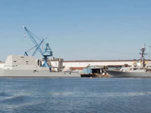 Destroyers under construction at GD Bath Iron WOrks (BIW)