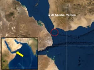 Attack on Maersk Detroit took place 50 nautical miles south of Al Mukha, Yemen.