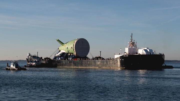 first Columbia stern on barge