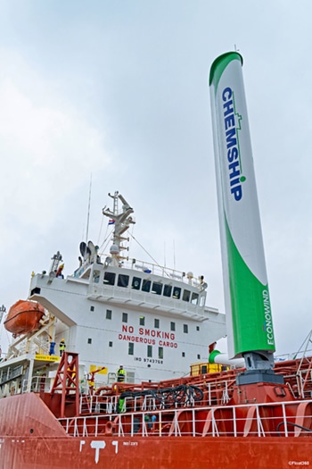 Ventofoil wing sail fitted to Chemship tanker