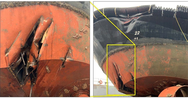 Damage to Z-drive tugboat