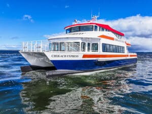Developed by Teknicraft Design, the Chugach Express boasts an 84.5- by 30.7-foot semi-displacement aluminum catamaran hull, representing cutting-edge maritime engineering. (Credit: AAM/Teknicraft Design)