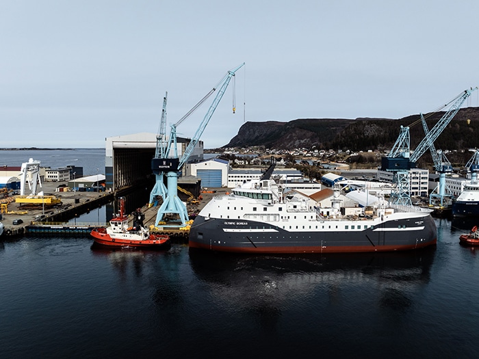 CSOV outside Ulstein Verft building hall