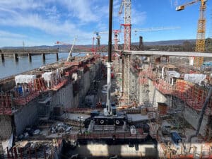 The Nashville Engineer District constructs a new navigation lock February 20, 2024. The dam is a Tennessee Valley Authority project. The Nashville District is managing the Chickamauga Lock Replacement Project.