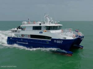 The Incat Crowther 25, built by Thai shipbuilder Seacrest Marine, will be used by the DMCR to patrol Thailand’s coastal environments and monitor the nation’s fisheries and marine resources.