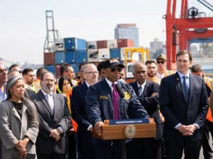 New York City Mayor Eric Adams says plans for Brooklyn Marine Terminal are part of his Harbor of the Future vision.