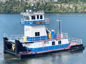 The M/V Johnny E. Holt towboat was christened on May 2.