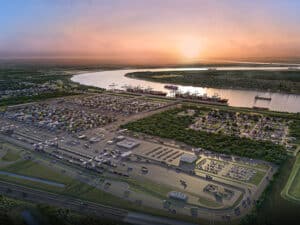 An aerial view of Port NOLA looking West.