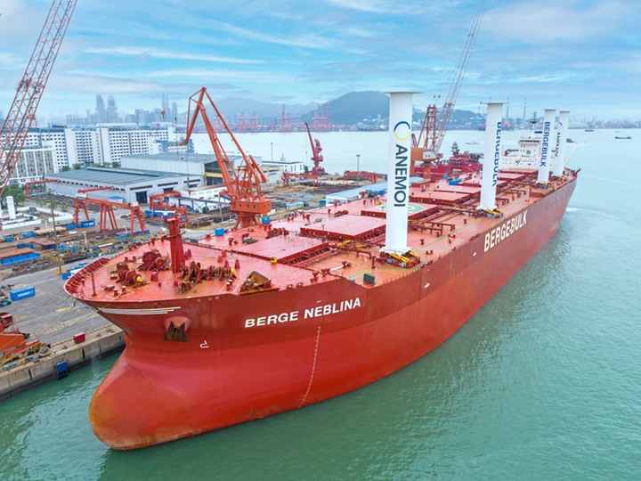 Berge Bulk ship fitted with Anemoi rotor sails