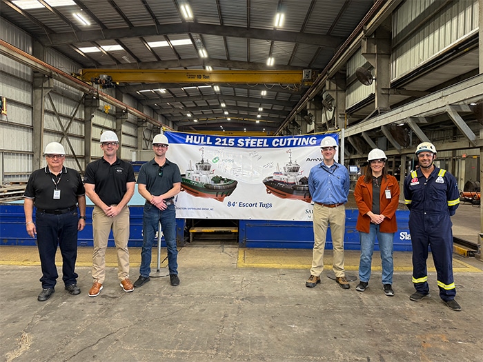 escort tug steel cutting ceremony group shot 