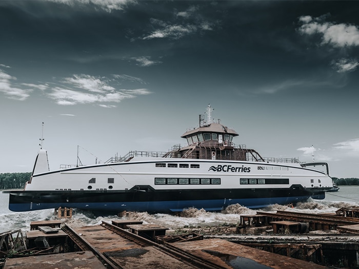 Side launch at Damen Shipyards Galati