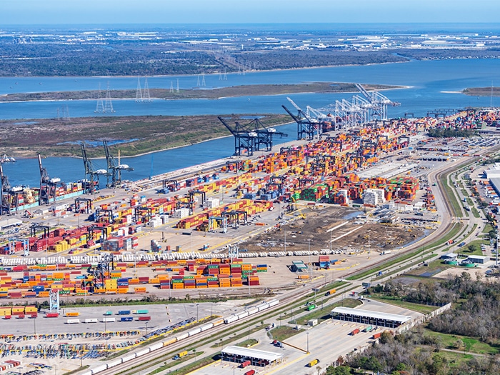 Port Houston Bayport Container Terminal along the Houston Ship Channel.