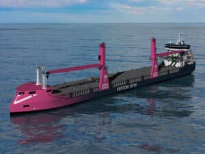 Verom multipurpose ship with MacGregor all-electric crane