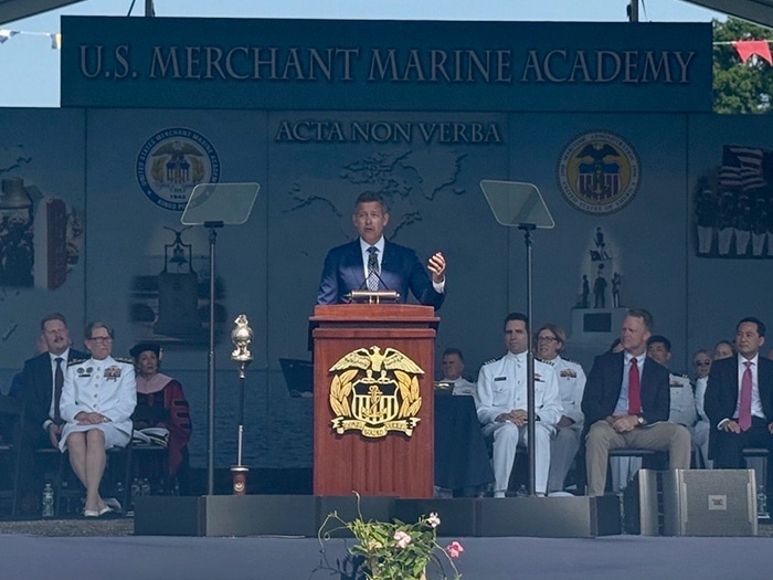 U.S. Secretary of Transportation Sean Duffy addresses USMMA Class of 2025