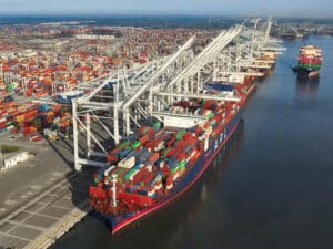 FY 2025 was the Port of Savannah’s second busiest year on record. $4.5 billion in planned investments will add five big ship berths in the next eight years. [Photo: Georgia Ports]