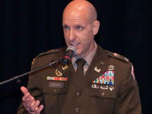 Col. John L. Morrow, assumed command of the Corps' Memphis Engineer District, from outgoing commander, Col. Brian D. Sawser, during a change of command ceremony at the Crosstown Concourse Theater in Memphis, Tenn., July 11.