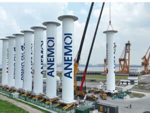 Anemoi rotor sails in final assembly at its new Jingjiang, China, rotor sail production facility,