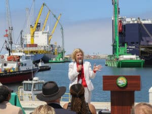 The Port of Hueneme, Calif., unveiled its second emissions capture and control barge this week during a press conference held July 16.