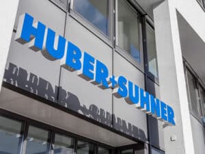 Hubert+Suhner logo on building