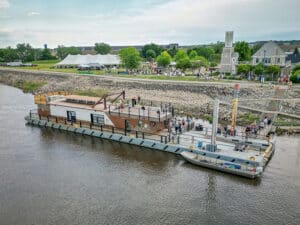 Floating classroom barge. (Credit: Mississippi River Institute and Living Lands & Waters)