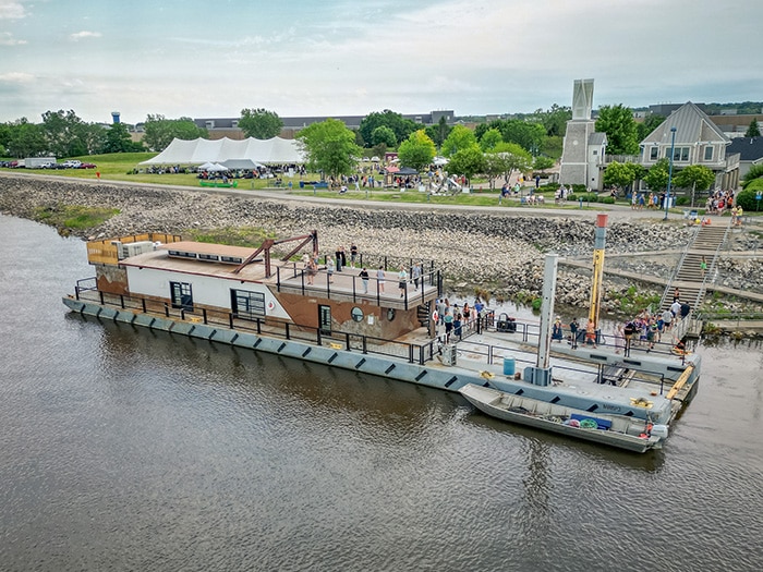 Floating classroom barge. (Credit: Mississippi River Institute and Living Lands & Waters)