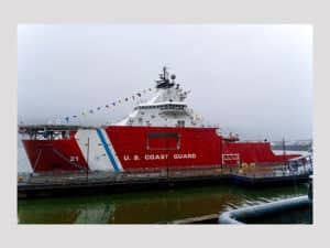 U.S. Coast Guard Cutter Storis (WAGB 21) remains moored during the Storis commissioning ceremony at Juneau, Alaska, August 10, 2025.