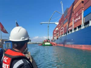 ship at center of container spill incident