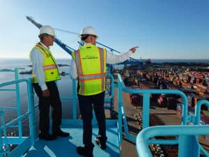 New 1,300 foot berth will be located at the southern end of the existing container terminal and is adjacent to 25 acres of land that could be developed in the future for container handling, logistics, or storage. [Photo: Alabama Port Authority]