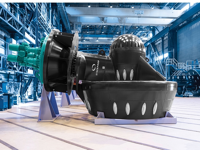 Rock installation vessel will feature two main mechanical azimuth Steerprop pushing propulsors, each delivering 3,750 kW of power. [Photo: Steerprop] Rock nstallation vessel propulsor