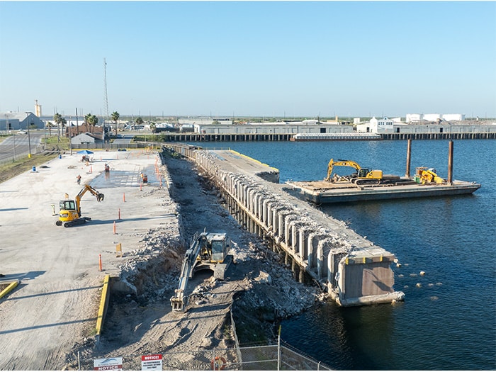 Demolition has begun on Cargo Dock 3 at the Port of Brownsville