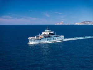 Baleària will incorporate Europe's first autonomous e-methanol power generation container into the electric ferry Cap de Barbaria.