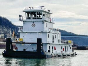 Maritime Partners has repowered the pushboat M/V John Austin, replacing its Cummins QSK38 (1300 hp @ 1800 rpm) with a Mitsubishi S12R-Y3 engine