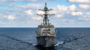 Arleigh Burke-class guided missile destroyer Ted Stevens (DDG 128) on sea trials [Photo: HII].