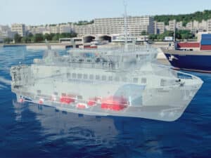Concept illustration of a ferry powered by fuel cells .[Image: HDF Energy]