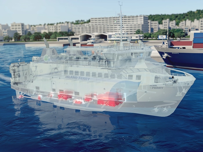 Concept illustration of a ferry powered by fuel cells .[Image: HDF Energy]