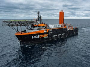 HOS Rocinante on sea trials following conversion to SOV. [Photo: ESG]