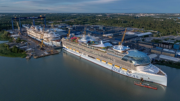 Earlier Icon class ships under construction at Meyer Turku