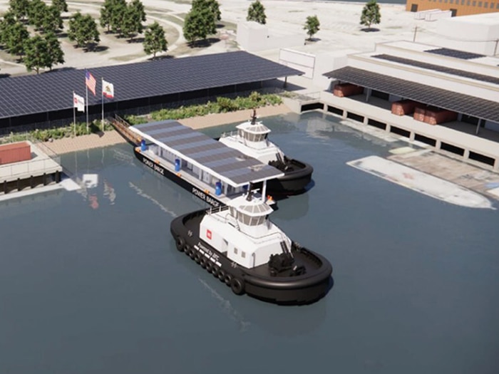 Rendering of charging deployment at Port of Los Angeles. [Image: Motive Energy]