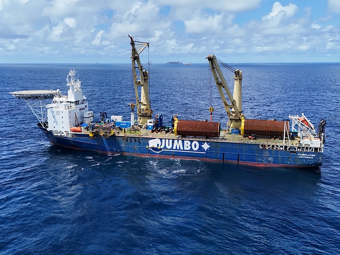 The Errea Wittu FPSO offshore campaign was executed using Jumbo Offshore’s J-class installation vessel Fairplayer. [Photo: Jumbo Offshore]