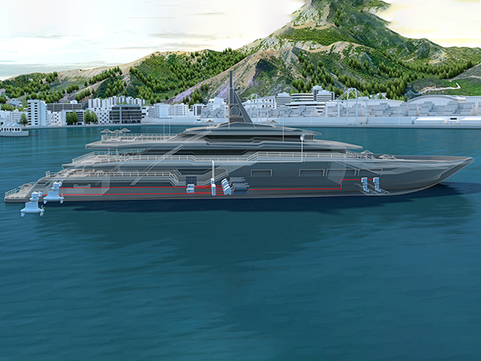 Concept illustration of a superyacht powered by Azipod propulsion. [Image: ABB].