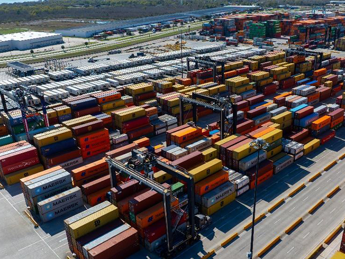 Aerial view of container yard in Port Houston’s Barbours Cut Terminal. [Phpto: Port Houston]