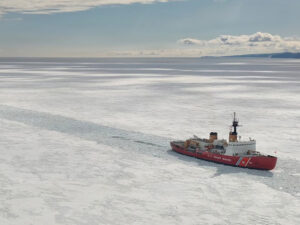 The U.S. Coast Guard Cutter Polar Star (WAGB 10) departed McMurdo Sound, Antarctica, on March 1, after operating for 55 days below the Antarctic Circle.